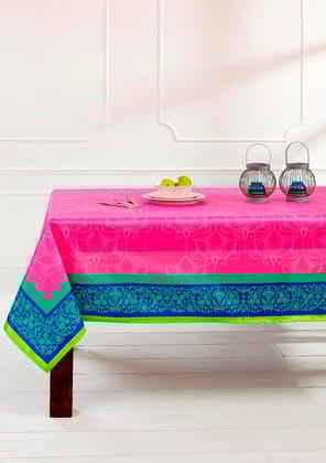 Kamal Peacock Printed Table Cover-60 x 90 in / Blue / Blue