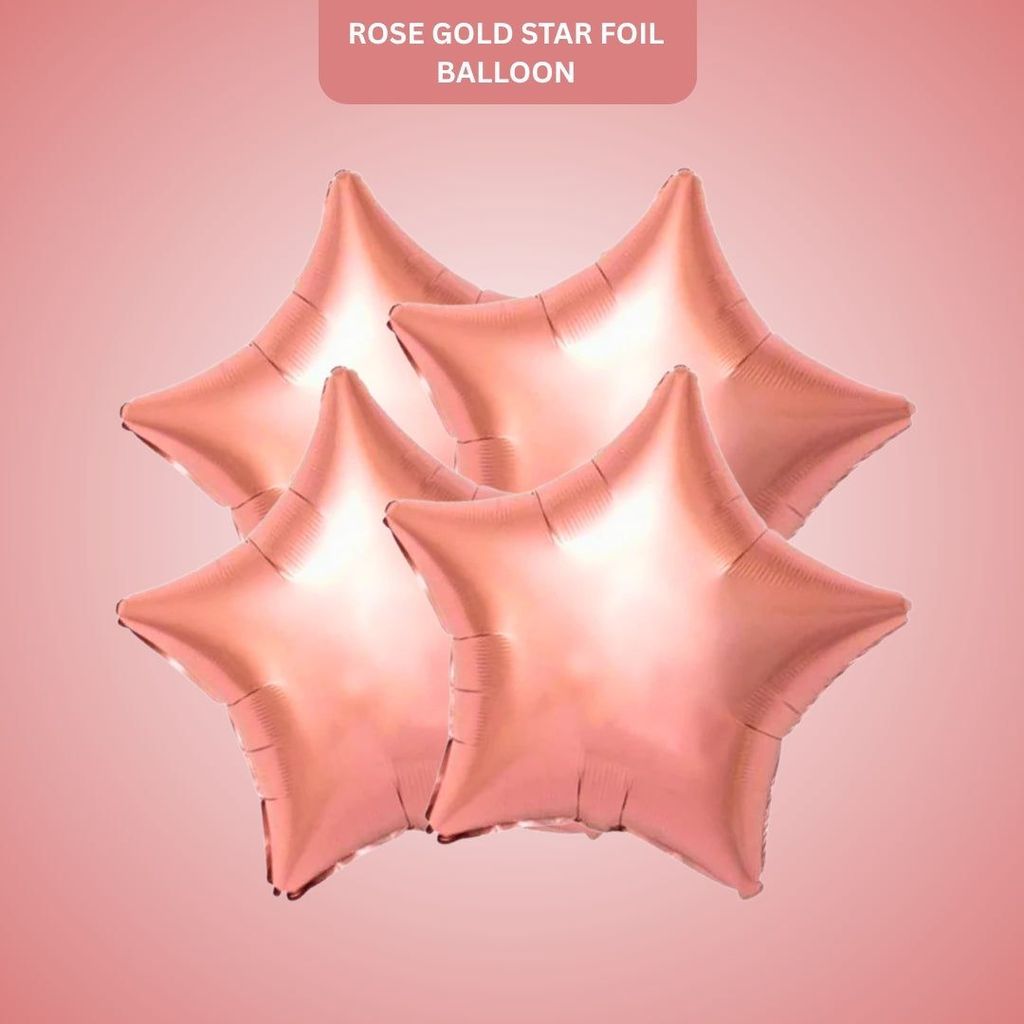 Rose Gold Star Shaped Foil Balloon Combo Pack - Helium Quality - 18 inches - 4PC - Party and Festive Needs | Buy online on ZillyBuy