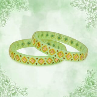 LUV FASHION Yellow plastic Designer Bangles