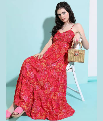 Tokyo Talkies Women Polyester Maxi ( Red )