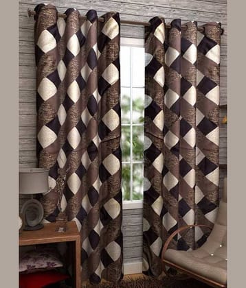 N2C Home Floral Semi-Transparent Eyelet Curtain 5 ft ( Pack of 2 ) - Brown
