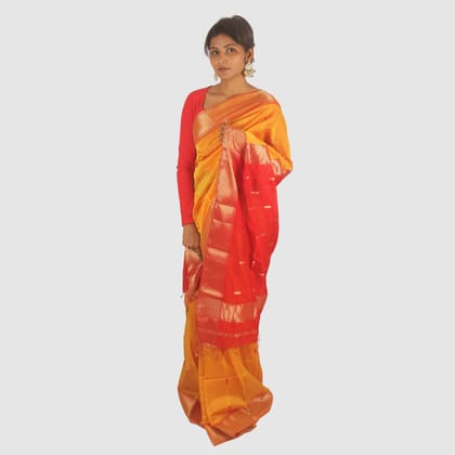 Sunlit Elegance Maheshwari Handloom Saree Golden Yellow