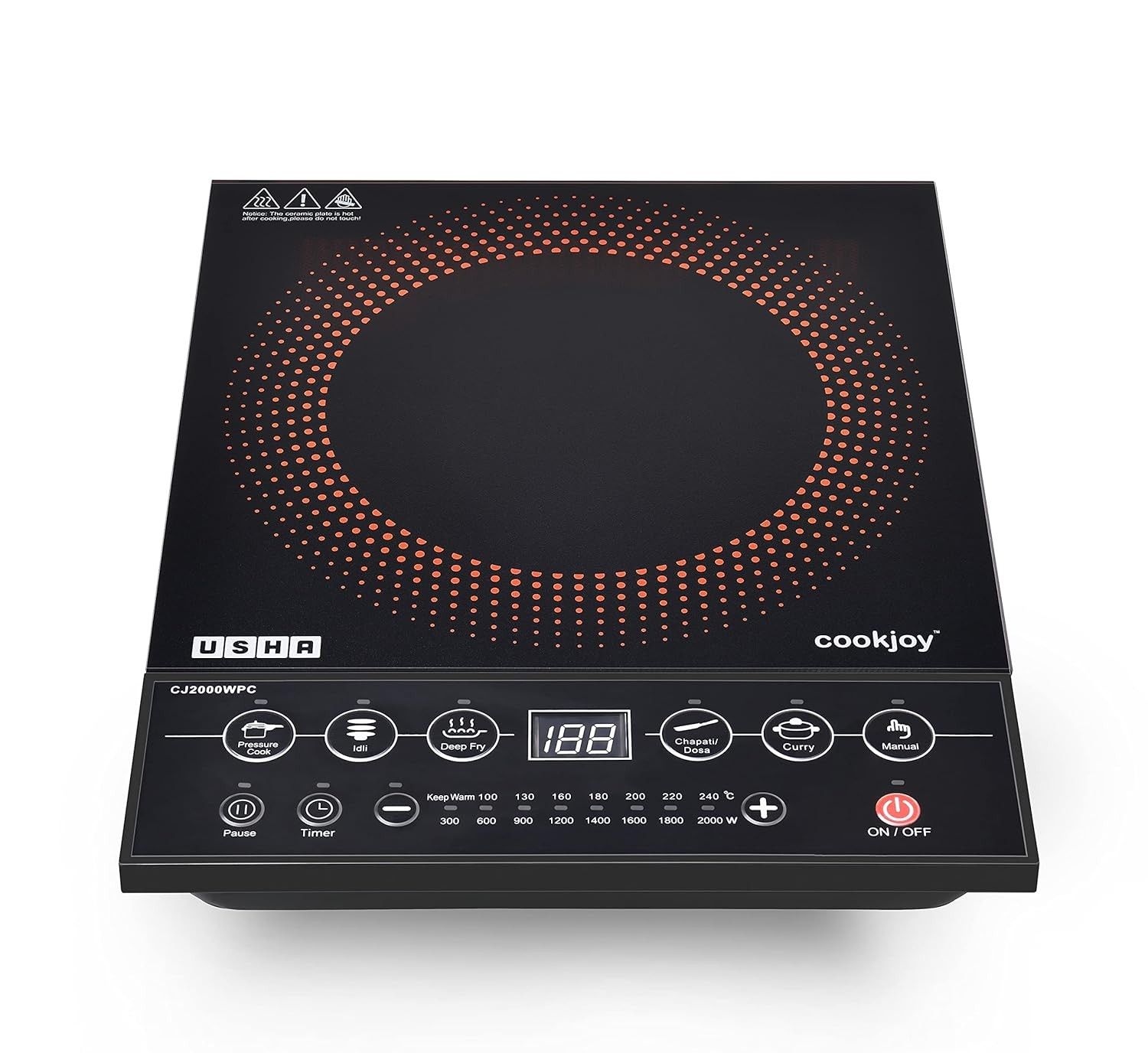 Usha Cookjoy CJ2000WPCN 2000W Induction Cooktop - Black