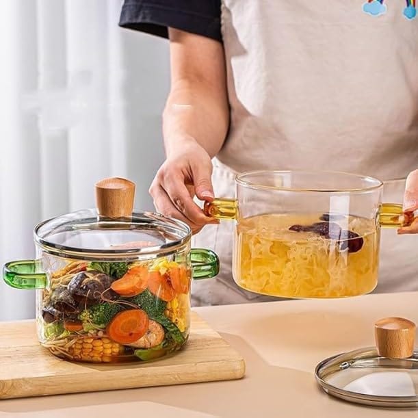 Square Glass Casserole With Lid,1200 ML Glass Bowl for Cooking, Baking, Serving, Mixing and Storing, Microwave & Oven Safe - Ideal for Kitchen, Dining Set 1