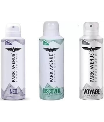 Park Avenue NEO,DISCOVER,VOYAGE ,150 ML EACH Deodorant Spray for Men,Women,Unisex 450 ml ( Pack of 3 )