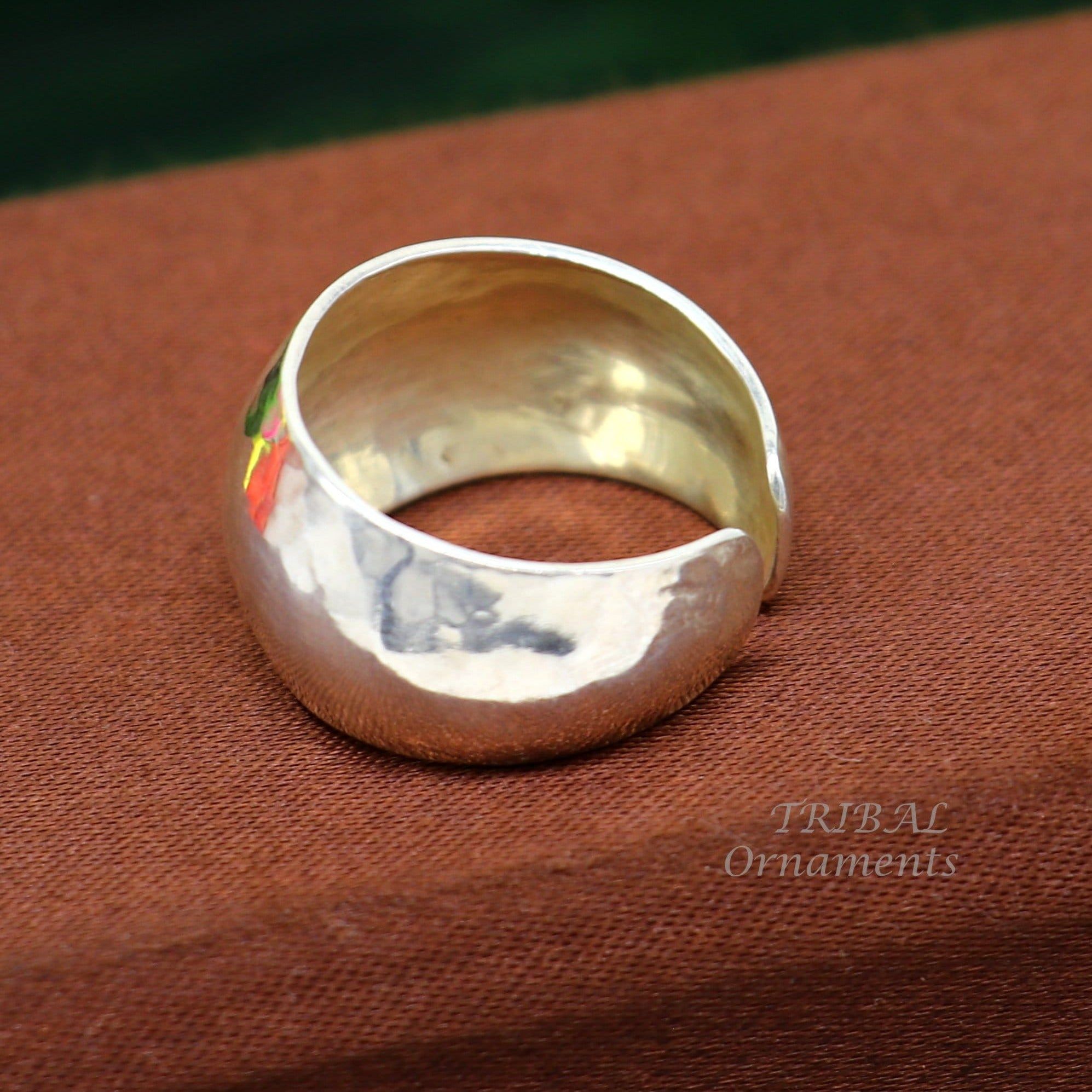 925 solid sterling silver plain half round plain adjustable ring band, fabulous wedding anniversary for him her, stylish jewelry sr343