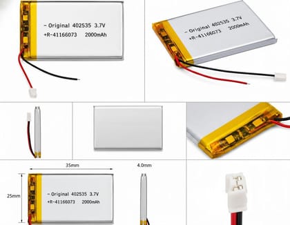 NOVEL 3.7V 2000mAh Lithium Polymer Rechargeable Battery Model 402535 | Compatible with Smart Sensors, Bluetooth Earbuds, Smart Watches and Portable Devices