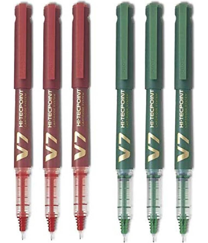 Pilot Hi-Tecpoint V7 Cartridge Pen Red 3 and Green 3
