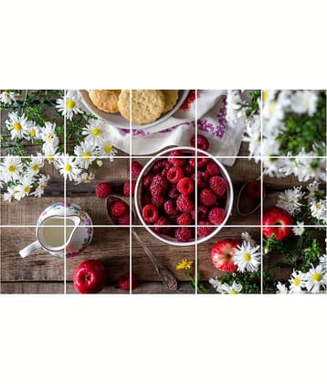 Asmi Collection Fruits Strawberry Flowers Wall Sticker ( 56 x 90 cms )
