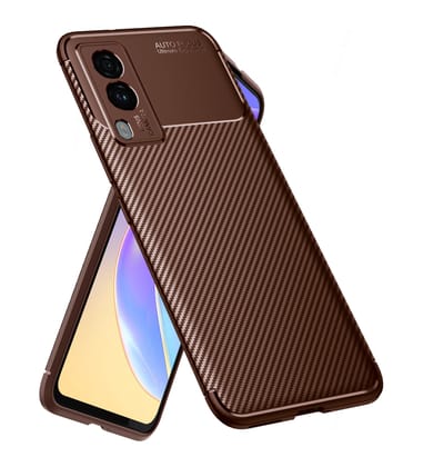 Aramid Fibre Series Shockproof Armor Back Cover for Vivo V21e 5G, 6.44 inch, Brown