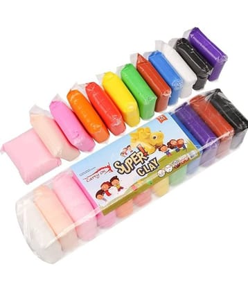 yeskart -12 PC LIGHT Creative Art and Craft Air Dry Super Clay with Carving Molding Tools Kit for Girls and Boys; Kids Above Age 5+ Year Old (Pack of 2)