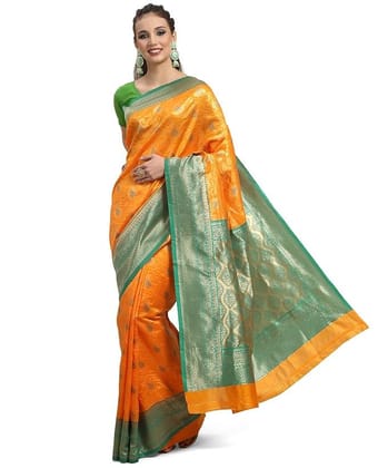 LINZA Women's Kanjivaram Pure Soft Lichi Silk Saree With Blouse LINZA Women's Kanjivaram Pure Soft Lichi Silk Saree With Blouse