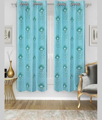 Home Candy Set of 2 Window Semi-Transparent Eyelet Polyester Blue Curtains ( 152 x 120 cm )