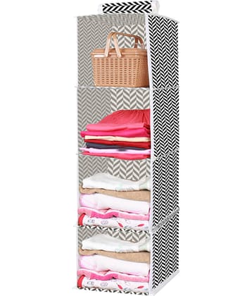 4 Tiers with Transparent Front Clothes Hanging Organizer, Wardrobe for Regular Garments, Shoes Storage Cupboard, Hanger Bag