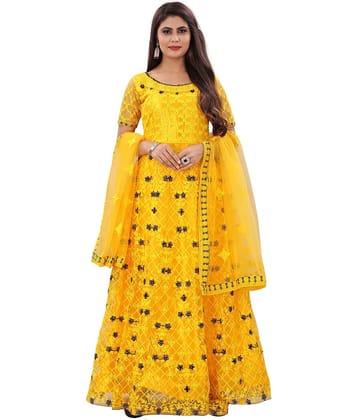 Aika Yellow Net Ethnic Gown - Single