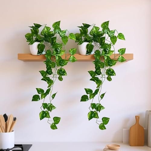 Artificial Vine Plants with Small Pot (45 cm) – Natural Touch & Feel Hanging/Falling Greenery for Home & Office