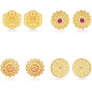 Vighnaharta Sizzling Charming Alloy Gold Plated Stud Earring Combo set For Women and Girls Vighnaharta Sizzling Charming Alloy Gold Plated Stud Earring Combo set For Women and Girls