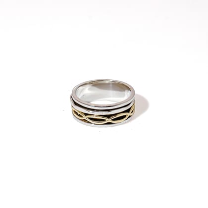 Golden Infinity Fluid | 925 Silver Ring for Women & Men-8