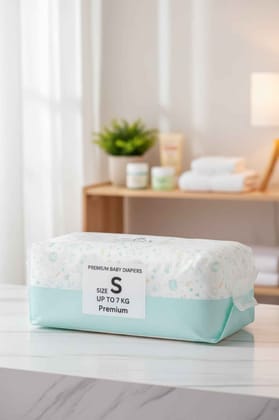 Baby Diapers S Size (4-8 kg) – Leak-Proof & Ultra-Soft Pack of 75 | THE GIR FARMER