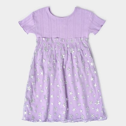 Mermazing Baby Girl Tulle Pointelle Rib Frock-12-18 M / Purple