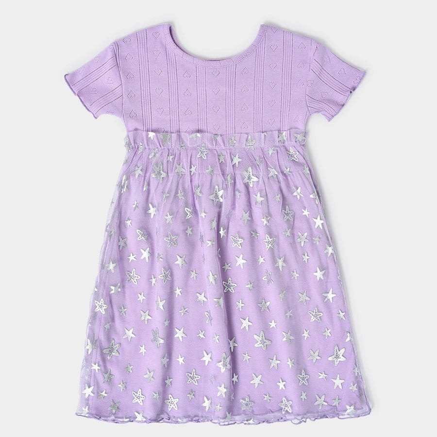 Mermazing Baby Girl Tulle Pointelle Rib Frock-12-18 M / Purple