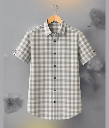 KITWELL Cotton Blend Regular Fit Checks Half Sleeves Men's Casual Shirt - Grey ( Pack of 1 )