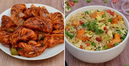 1 x Chicken Fried Rice, 1 x Chilli Paneer Momo [full]