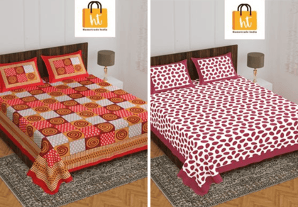 2201-Hometrade India- Standard Double Size (90*100 in )-Combo Double Bedsheet