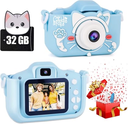 CADDLE & TOES 40 MP Camera for Kids 4-15, 1080P HD 2.0 Inch Screen, 32GB SD Card, Birthday Christmas Gifts for Girls (Blue Paw) CADDLE & TOES 40 MP Camera for Kids 4-15, 1080P HD 2.0 Inch Screen, 32GB SD Card, Birthday Christmas Gifts for Girls (Blue Paw