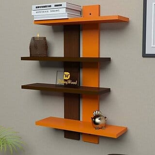 Onlinecrafts Wooden Wall Shelf Wooden Wall Shelf (Number Of Shelves - 1, Brown, Orange) Onlinecrafts Wooden Wall Shelf Wooden Wall Shelf (Number Of Shelves - 1, Brown, Orange)