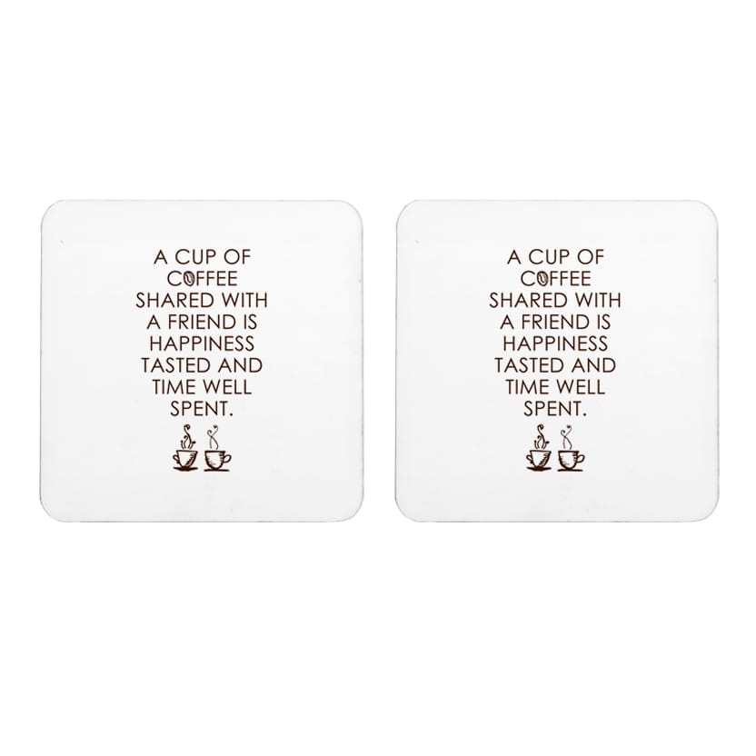 Multicolor Coffee Shared With Friends Set Of 2 Square Wooden Coaster