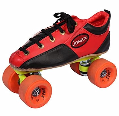 JJ Jonex Shoe Skates, Shoe Skates for Kids, Fix Body Shoe Skates (4 UK/Ind, Black Red- Racer)