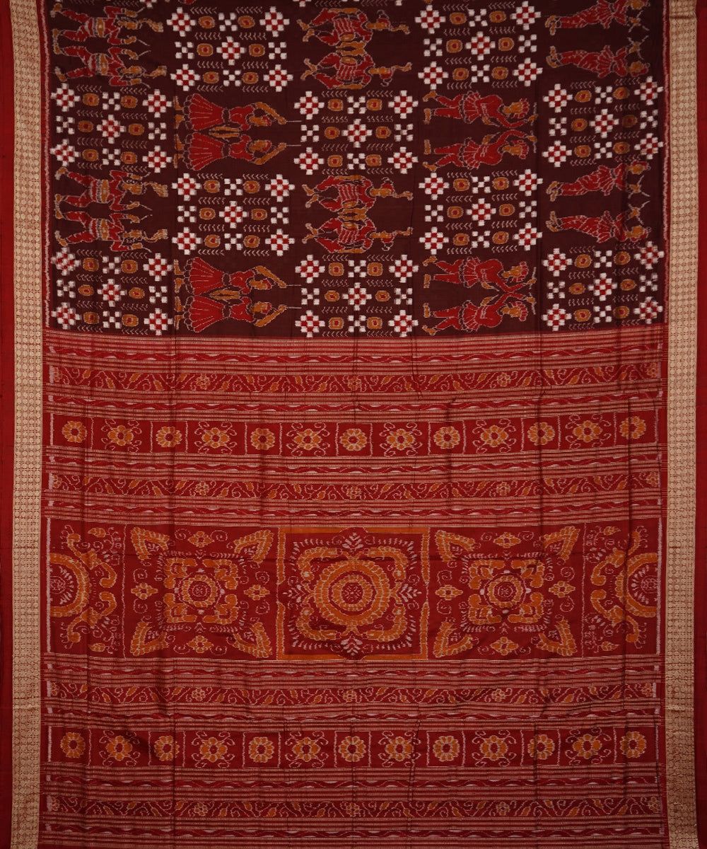 Maroon coffee silk handloom sambalpuri saree