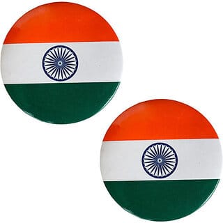 (Set of 2) Indian Flag Lapel Pin Unisex Brooch Tiranga Badge For Shirt,T-Shirt, Saree and Coat (Multicolor)