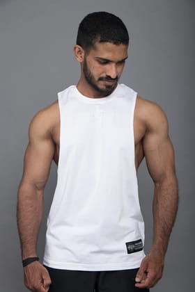 D002. Persistence Embroidered Muscle Tee - White-XL