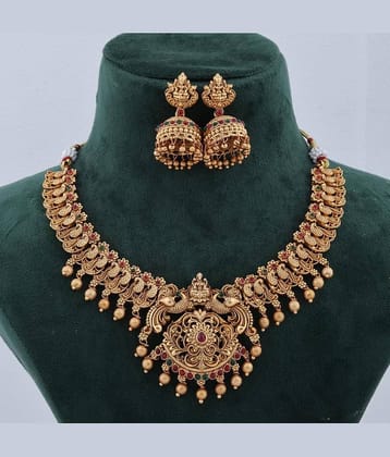 ROFARWORD Gold Brass Necklace Set ( Pack of 1 )