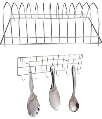 JISUN - Silver Stainless Steel Dish Racks ( Pack of 2 )
