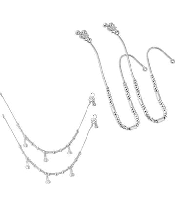 HEER COLLECTION - Silver Anklets ( Pack of 2 )