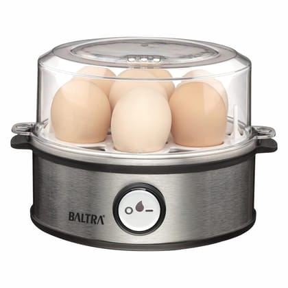 BALTRA Eggy Dlx 350W Instant Egg Boiler | Boils 7 Eggs at Once | 3 Boiling Modes | Stainless Steel Body with Poaching Tray & Heating Plate | Auto Power Off for Safe and Convenient Cooking