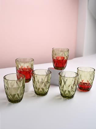Green Glass Tumbler Set of 6