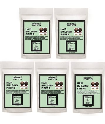 Donnara Organics Hair Building Fiber Instant Fuller Hair Refill Pack (Black) 25 gm Pack of 5