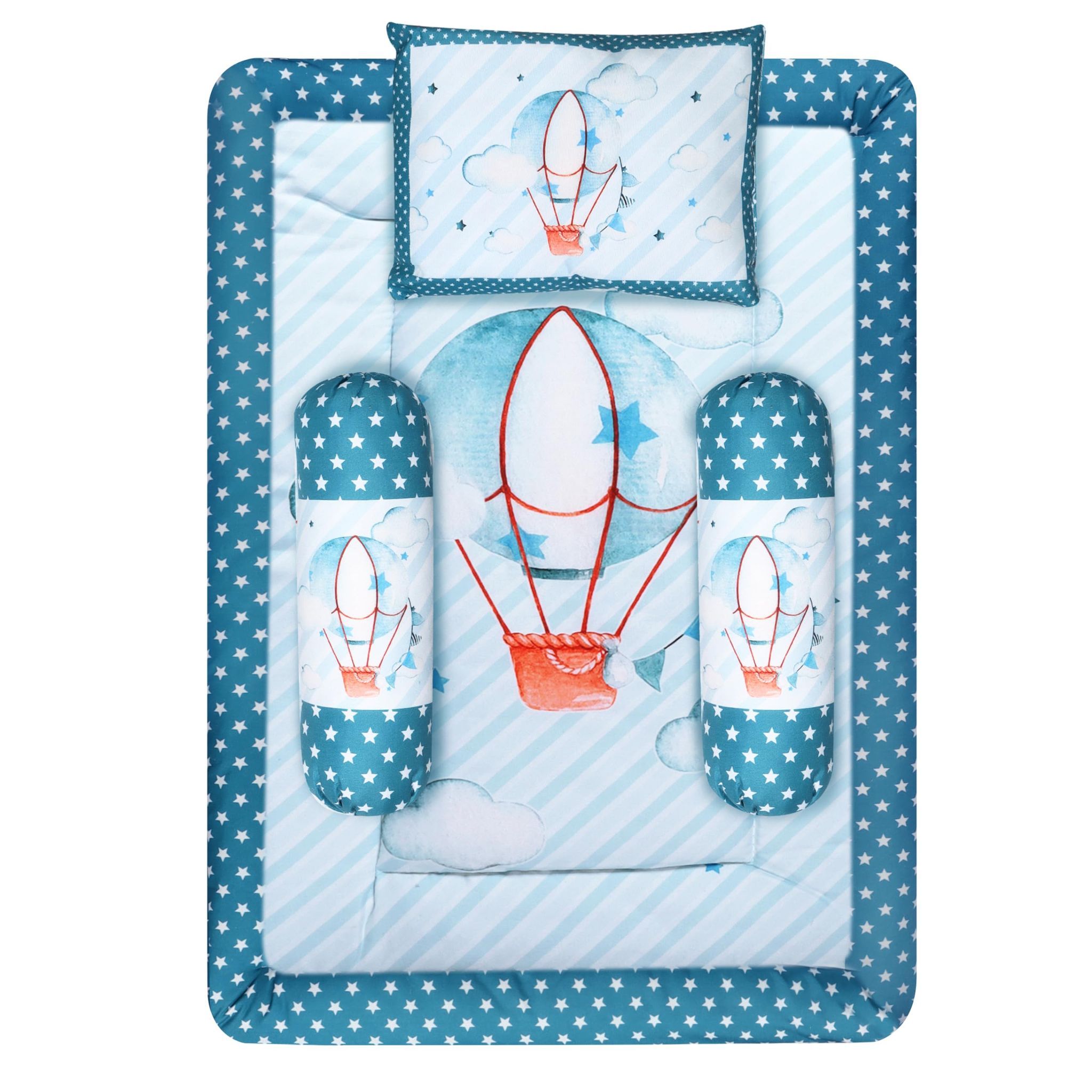 LOREM 3 Pillows & Rectangle Shape Cotton Baby Bed for 0-1 Year BB106-BB111