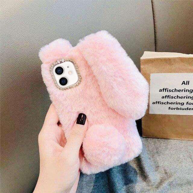 Luxury Bunny Rabbit Fur Plush Case-iPhone 12
