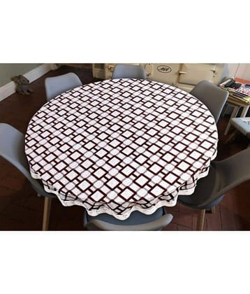 Printed PVC 4 Seater Round Table Cover ( 152 x 152 ) cm Pack of 1 White