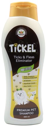 Tickel Tick And Fleas, Odour Eliminating Herbal Shampoo With Neem And Aloe Vera. Dogs Cats And Horses., 400 Milliliter