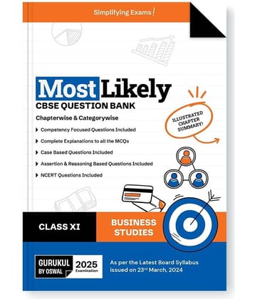 Gurukul By Oswal Business Studies Most Likely CBSE Question Bank for Class 11 Exam 2025 - Chapterwise & Categorywise, Competency Focused Qs, NCERT Qs,