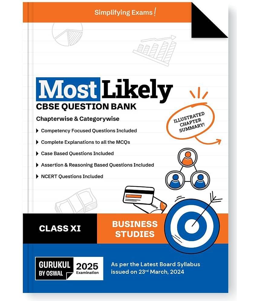 Gurukul By Oswal Business Studies Most Likely CBSE Question Bank for Class 11 Exam 2025 - Chapterwise & Categorywise, Competency Focused Qs, NCERT Qs,