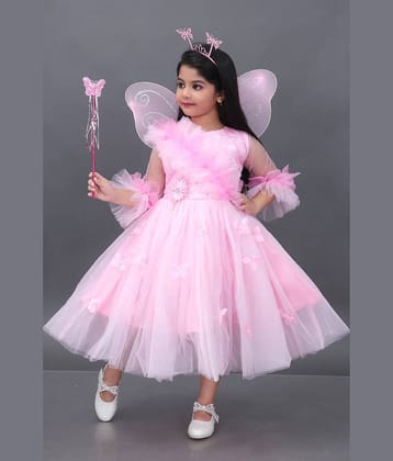 DS DRESSES Net Gown For Girls ( Pack of 1 , Pink )