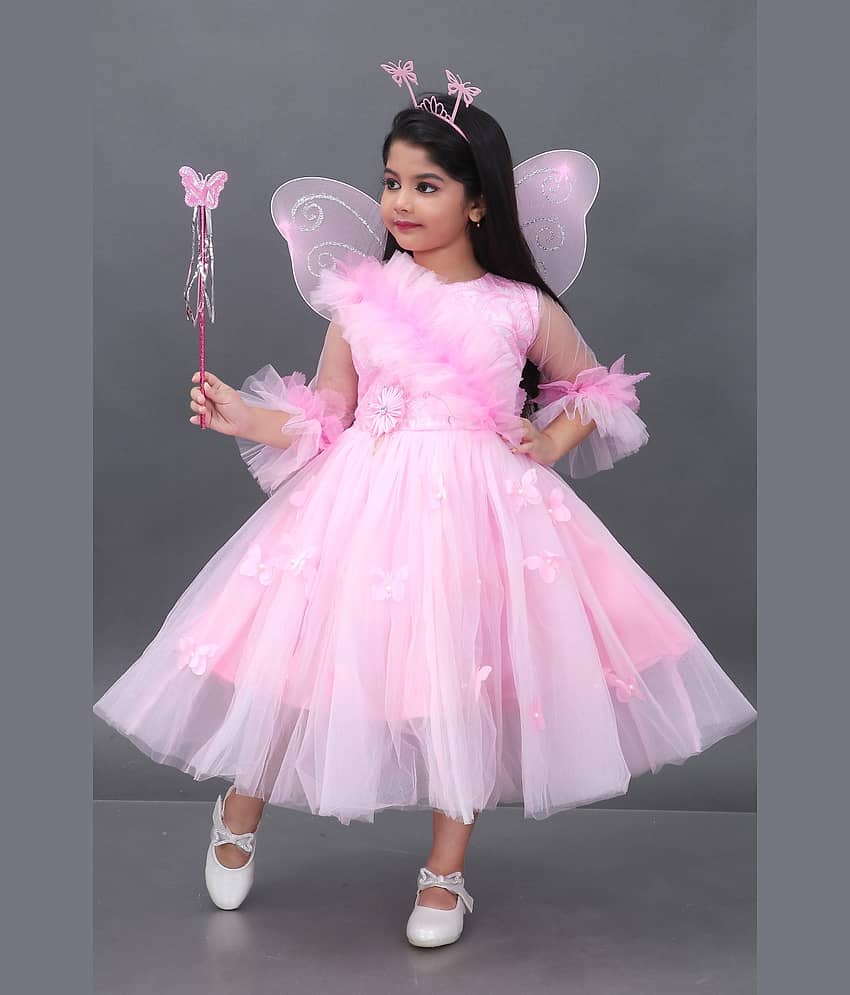 DS DRESSES Net Gown For Girls ( Pack of 1 , Pink )
