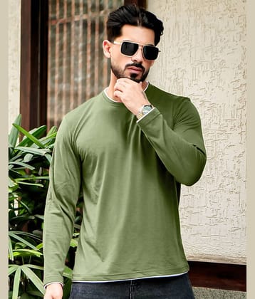 ENITOR Men Cotton Blend Regular Fit Solid T-Shirt ( Sky Blue )